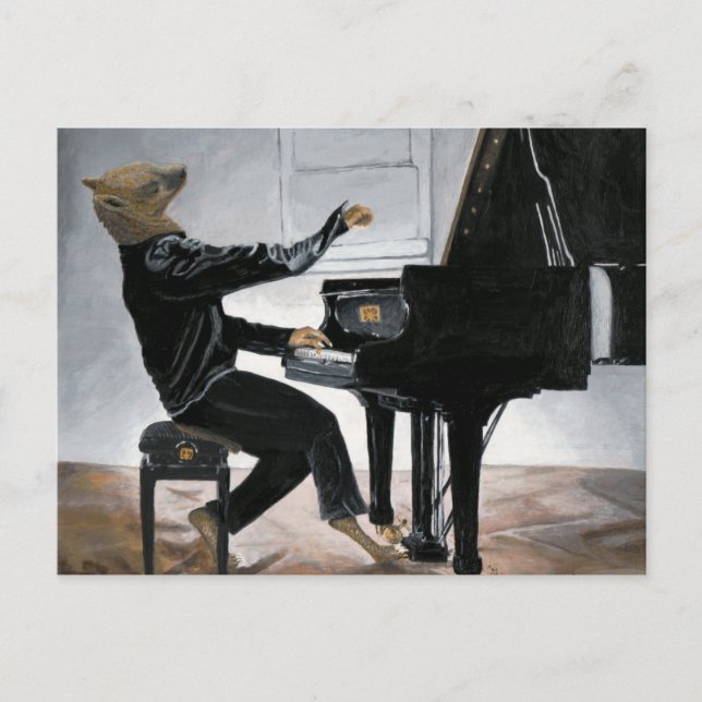 Postal Hyena Piano Music Player Fantasy Art Postcard