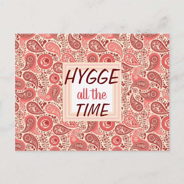 Postal HYGGE todo el tiempo Cosy Pink Paisley (Anverso)