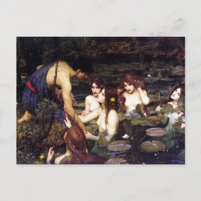 Postal Hylas y los ninfas, de John William Waterhouse (Anverso)