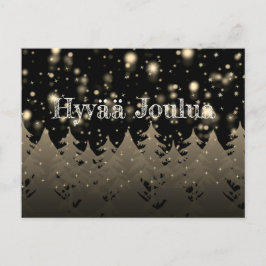 Postal Hyvää Joulua Gold Starry Night Snowfall Trees