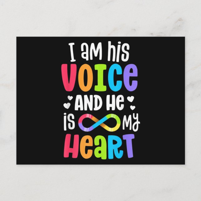 Postal I Am His Voice He Is My Heart Autism Awareness Pre (Anverso)
