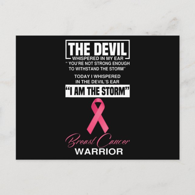 Postal I Am The Storm Breast Cancer Awareness Pink Ribbon (Anverso)