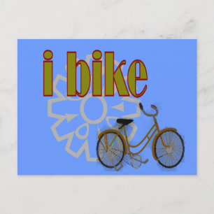 Postal "i bicicleta" GOLD BIKE y diseño de cohete