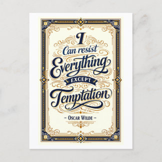 Postal "I Can Resist Everything" Wilde Quotation