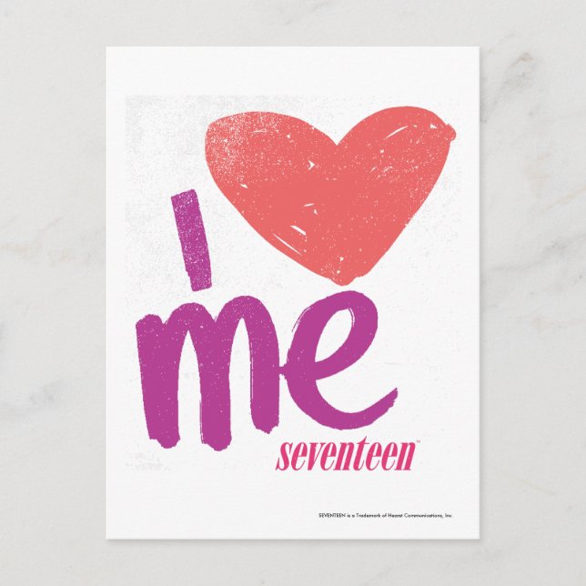 Postal I corazón yo rosado/púrpura (Anverso)