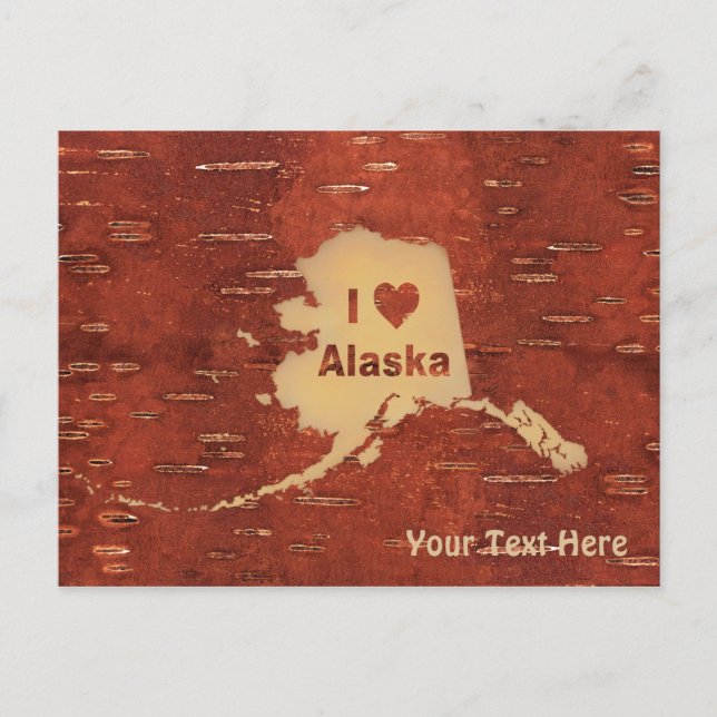 Postal I Heart (Amor) Alaska En El Barco De Birch Interio (Anverso)