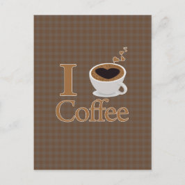Postal I Heart Coffee & Brown Gingham