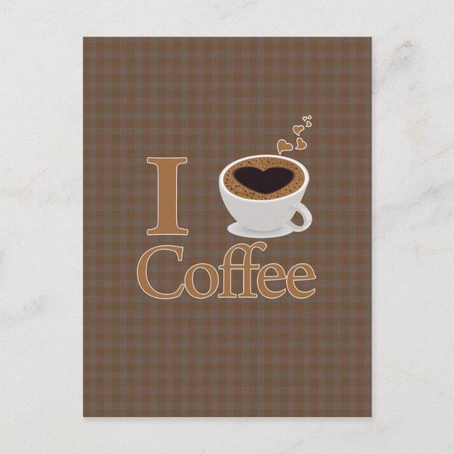 Postal I Heart Coffee & Brown Gingham (Anverso)