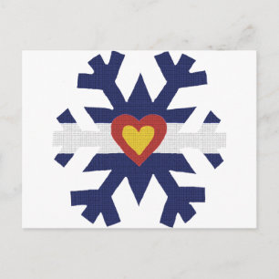 Postal I Heart Colorado Flag Snowflake