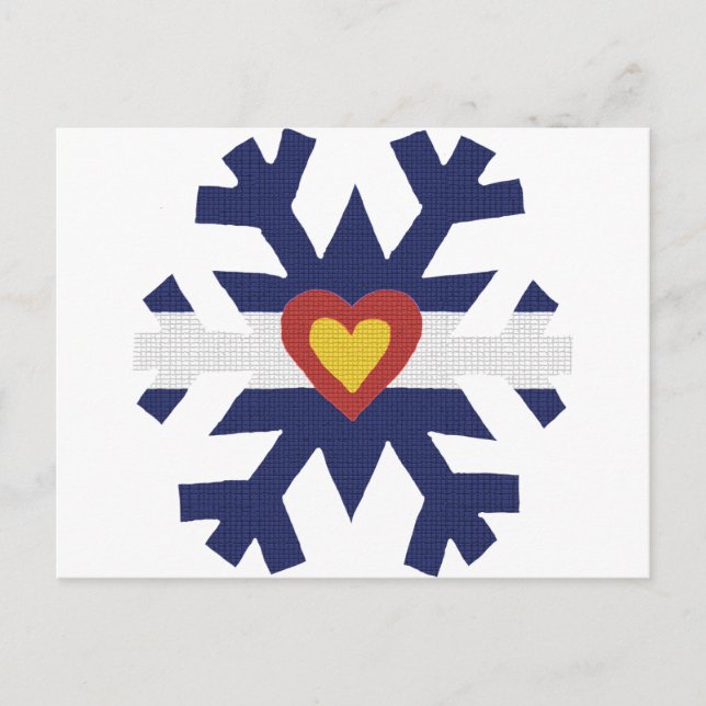 Postal I Heart Colorado Flag Snowflake (Anverso)