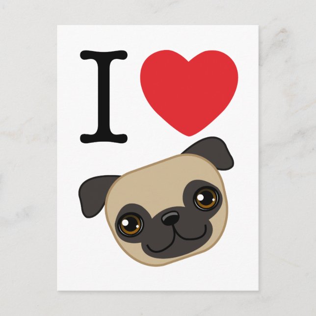 Postal I Heart Fawn Pugs (Anverso)