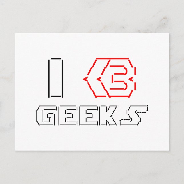 Postal I Heart Geeks ASCII ART (Anverso)