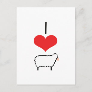 Postal I Heart (Love) Sheep