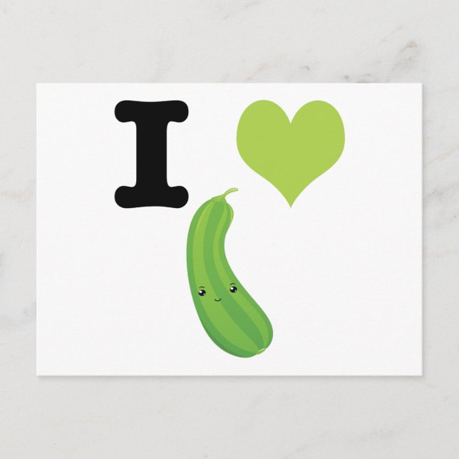 Postal I Heart Zucchini Cute Kawaii Zucchini (Anverso)