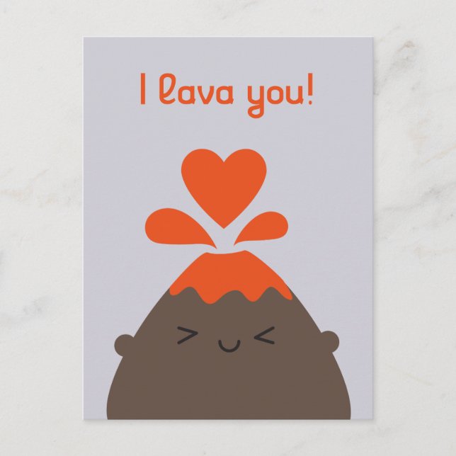 Postal I Lava You Kawaii Volcano (Anverso)