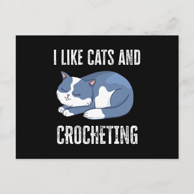 Postal I like Cats and Crocheting Gift (Anverso)