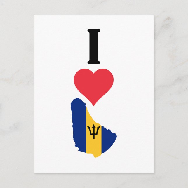 Postal I Love Barbados Vertical I Heart Country Flag Map (Anverso)