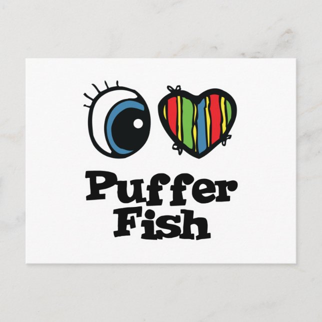 Postal I Love (Heart) Puffer Fish (Anverso)