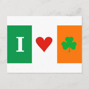 Postal I Love Heart Shamrock Ireland