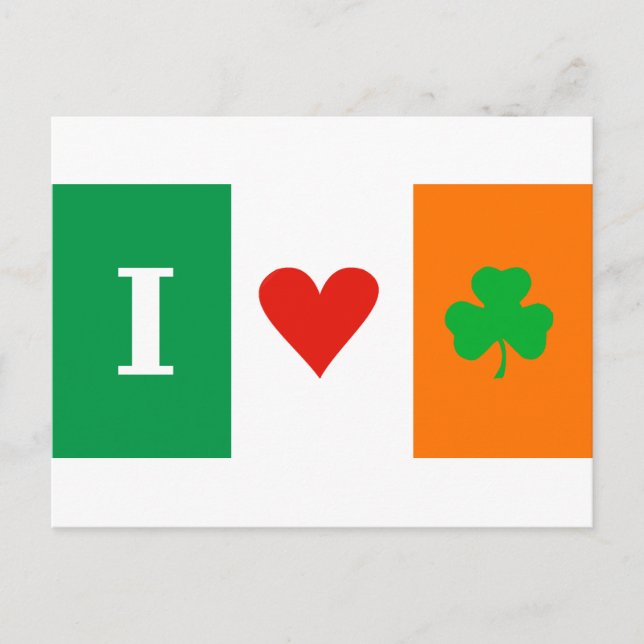 Postal I Love Heart Shamrock Ireland (Anverso)