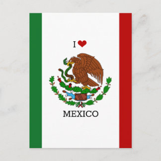 Postal i love mexico - mexican flag,