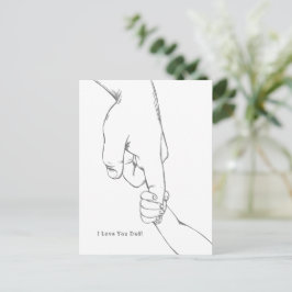 Postal I Love You Dad Quote Hands Line Art Card
