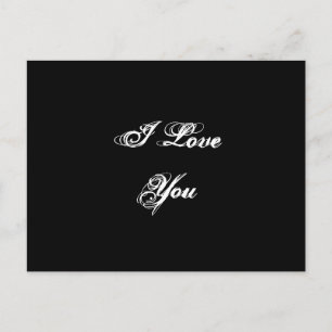 Postal I Love You. En una fuente de script. Blanco y negr
