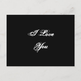 Postal I Love You. En una fuente de script. Blanco y negr
