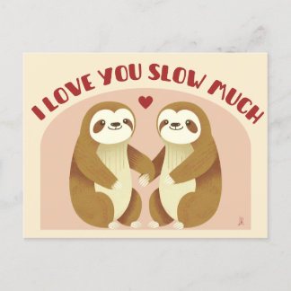 Postal I love you slow much - Je t'aime couple paresseux
