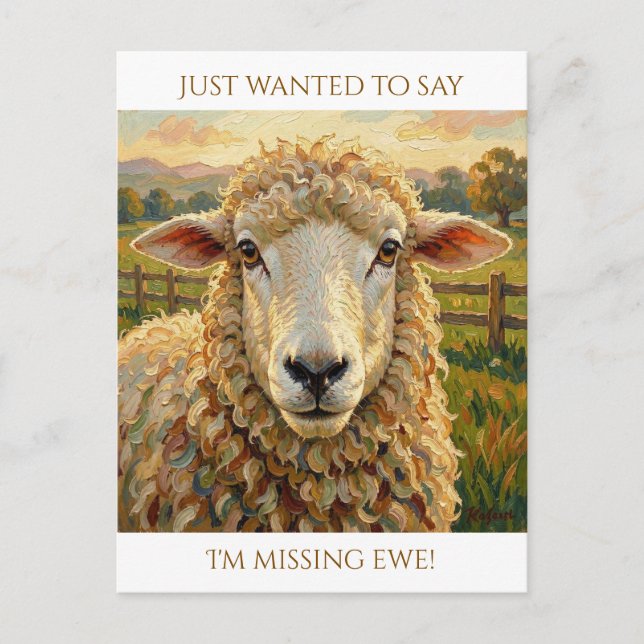 Postal I Miss Ewe | Cute Keeping in Touch (Anverso)