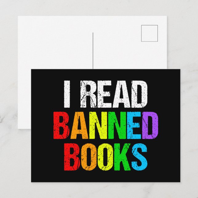Postal I Read Banned Books Rainbow (Anverso / Reverso)