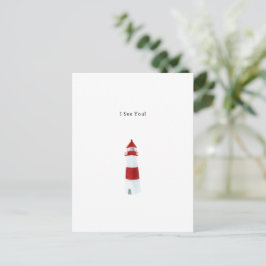 Postal I See You Text Watercolour Lighthouse Illustration