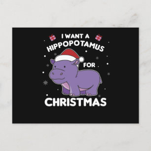 Postal I Want A Hippo For Christmas Sweet Hippos