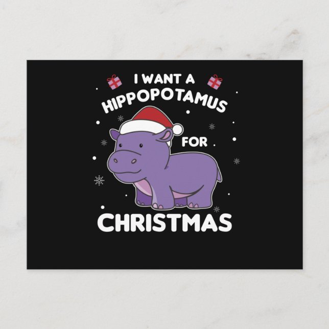 Postal I Want A Hippo For Christmas Sweet Hippos (Anverso)