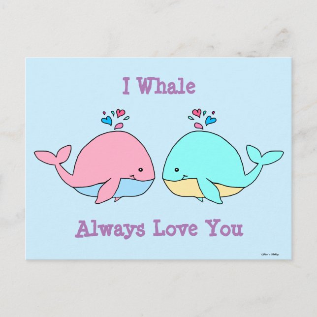 Postal I Whale siempre te ama Kawaii (Anverso)