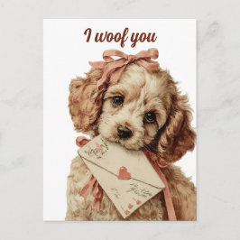 Postal I woof you Vintage Pup Valentine's Day