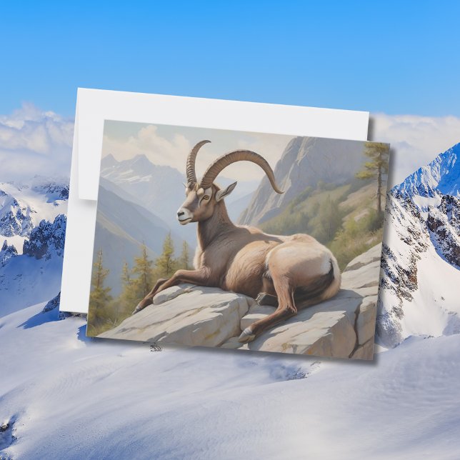 Postal Ibex alpino sobre un acantilado rocoso (Subido por el creador)