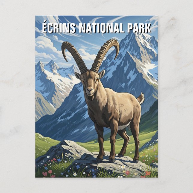 Postal Ibex en Écrins Parque nacional Francia Viajes (Anverso)