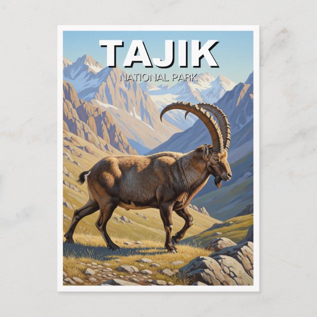 Postal Ibex en viaje por el parque nacional tayiko (Anverso)