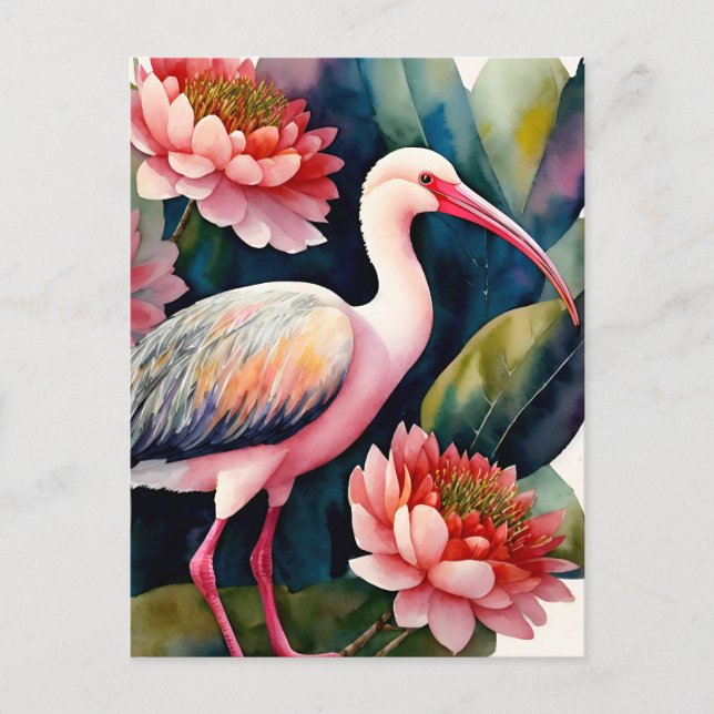 Postal Ibis Floral Watercolor Art (Anverso)