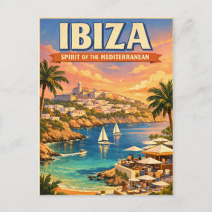 Postal Ibiza, España, en un clásico retro