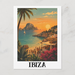 Postal Ibiza España Fiesta Vacaciones de Verano Vintage