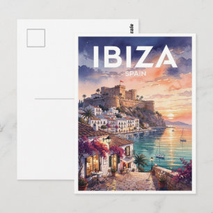 Postal Ibiza España Viaje Vintage