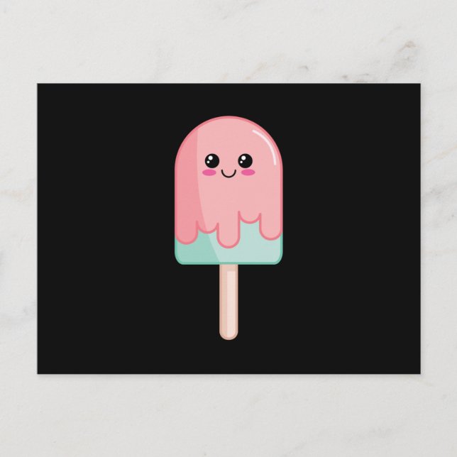 Postal Ice Cream Face Kawaii (Anverso)