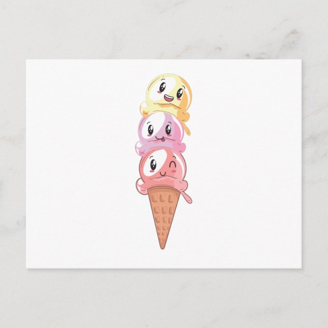 Postal Ice Cream Lover Kawaii Waffle Ice Cream Cone (Anverso)
