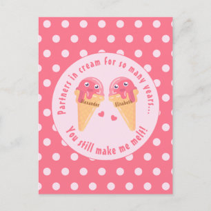 Postal Ice Cream Scoops Cute Romántico El día de San Vale