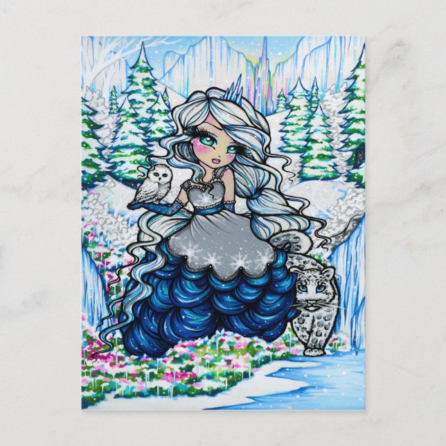 Postal Ice Princess Winter Snow Queen Chica Fantasy Art (Anverso)