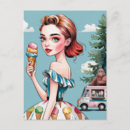 Postal Icecream en el bosque con Sasquatch