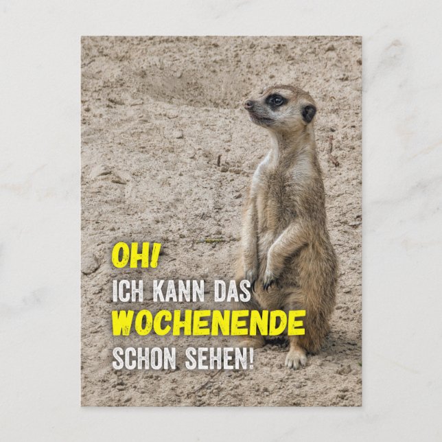Postal Ich kann das Wochenende schon sehen - Erdmännchen (Anverso)