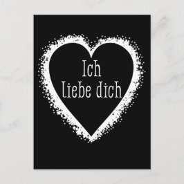 Postal Ich liebe dich, te amo en alemán blanco y negro